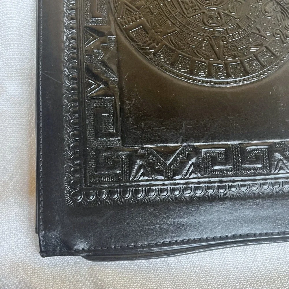 Vintage DYMSA‎ Black Mexico Genuine Leather Embossed 